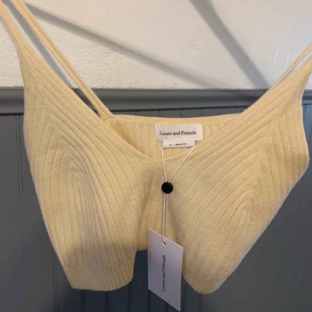 Lovers + Friends Cream Ribbed Top